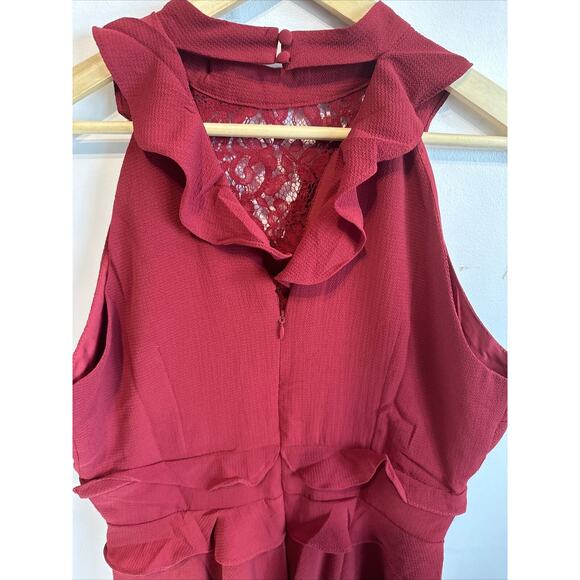 BB Dakota Women's Crazy in Love Bubble Crepe Ruffle Dress w/Lace Red size 8 - Picture 7 of 15